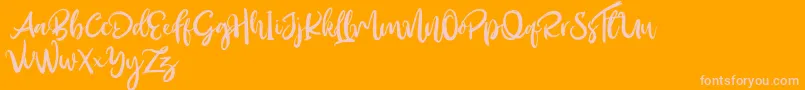 Outistyle Free-Schriftart – Rosa Schriften auf orangefarbenem Hintergrund