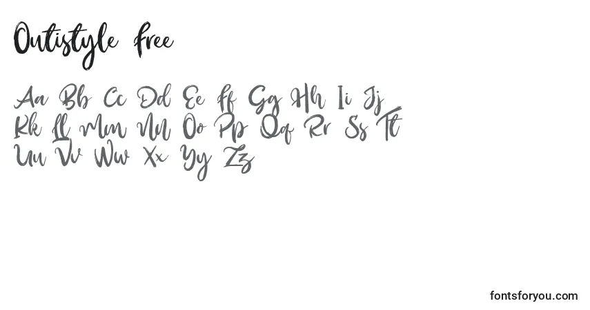 A fonte Outistyle Free (136300) – alfabeto, números, caracteres especiais