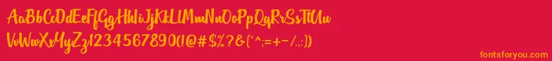 Outlander DF-Schriftart – Orangefarbene Schriften auf rotem Hintergrund