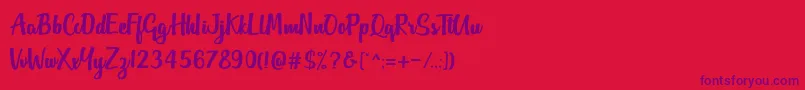 Outlander DF-Schriftart – Violette Schriften auf rotem Hintergrund