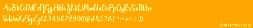 Outlander DF-Schriftart – Gelbe Schriften auf orangefarbenem Hintergrund