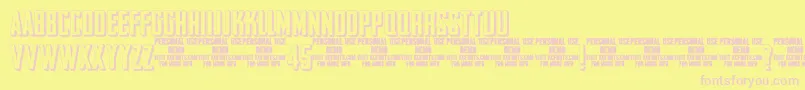 Fonte OutlinerNo 45 DEMO KCFonts – fontes rosa em um fundo amarelo