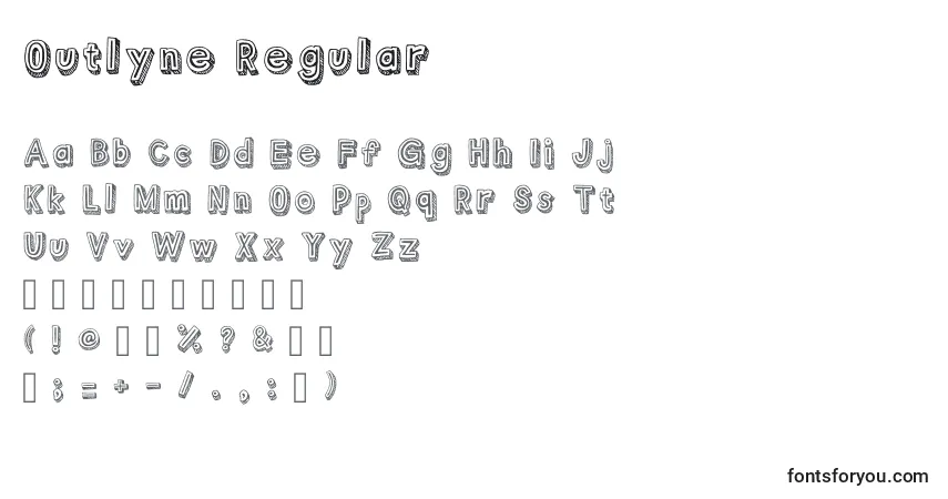 Шрифт Outlyne Regular – алфавит, цифры, специальные символы