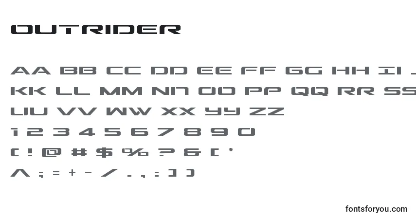 A fonte Outrider (136305) – alfabeto, números, caracteres especiais