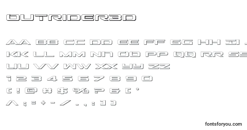 A fonte Outrider3d (136306) – alfabeto, números, caracteres especiais