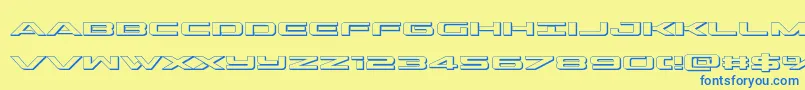 outrider3d Font – Blue Fonts on Yellow Background