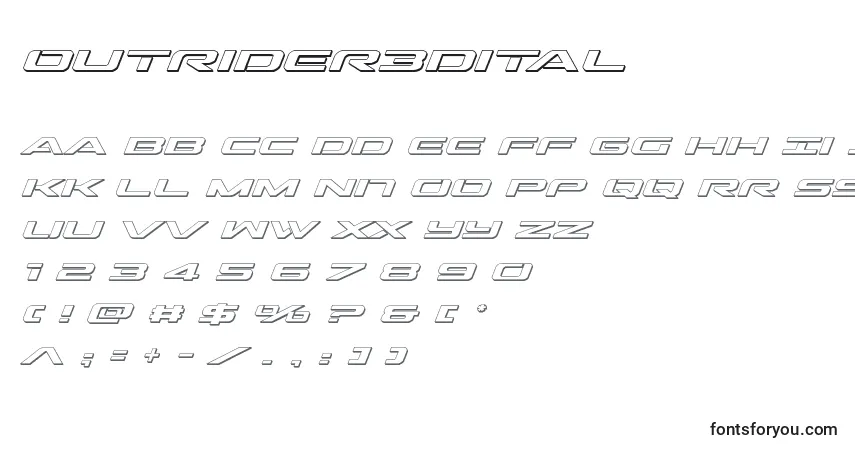 A fonte Outrider3dital (136307) – alfabeto, números, caracteres especiais