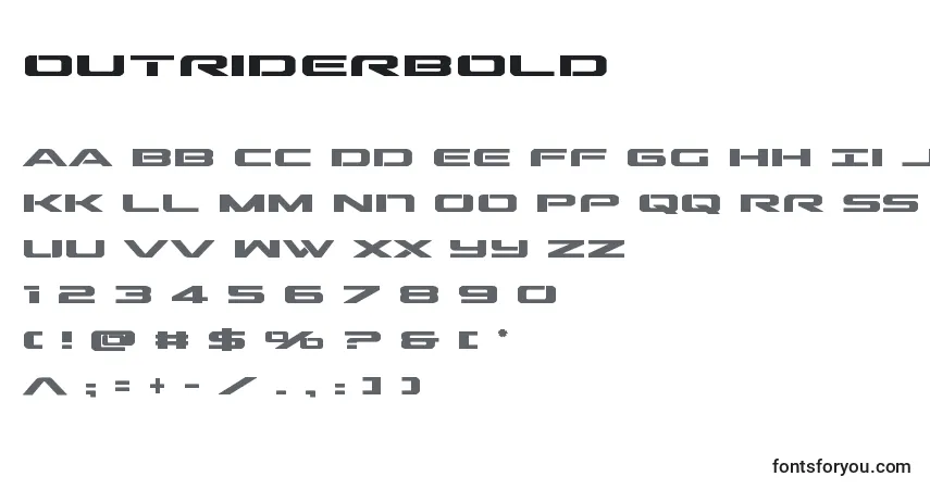 A fonte Outriderbold (136310) – alfabeto, números, caracteres especiais