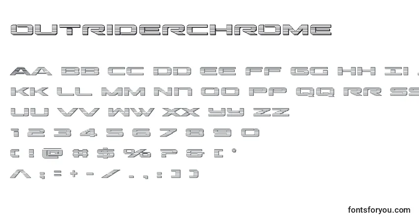 A fonte Outriderchrome – alfabeto, números, caracteres especiais
