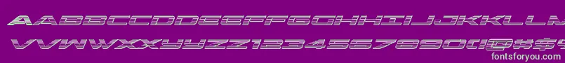 フォントoutriderchromeital – 紫の背景に緑のフォント