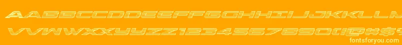 フォントoutriderchromeital – オレンジの背景に黄色の文字