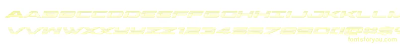 outriderchromeital-Schriftart – Gelbe Schriften auf weißem Hintergrund