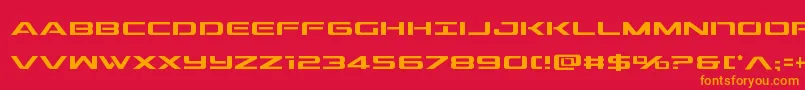 フォントoutridercond – 赤い背景にオレンジの文字