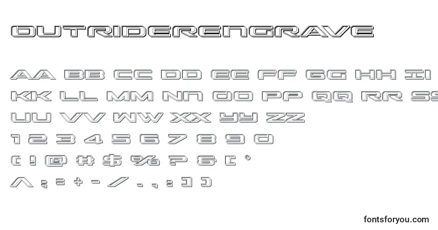A fonte Outriderengrave – alfabeto, números, caracteres especiais