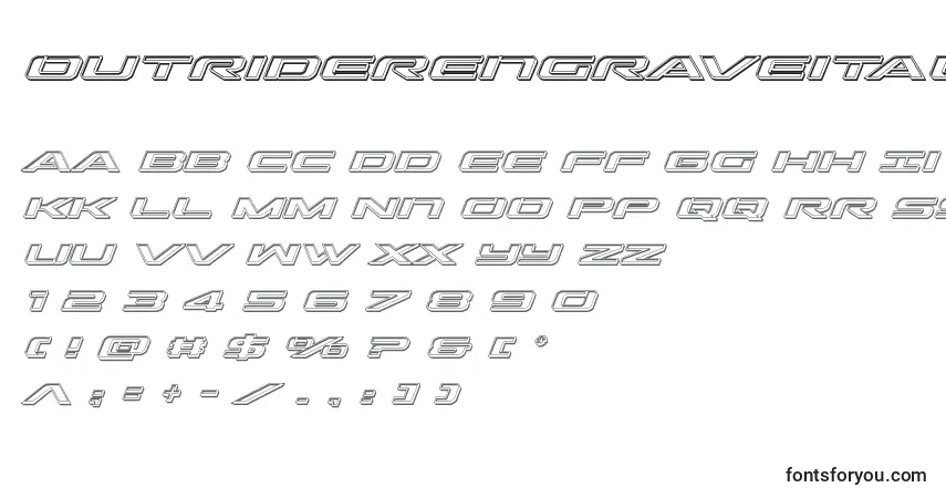 Шрифт Outriderengraveital – алфавит, цифры, специальные символы