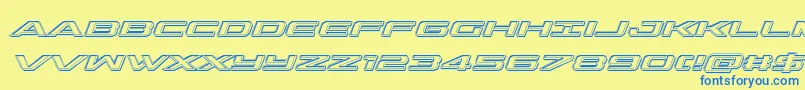 outriderengraveital Font – Blue Fonts on Yellow Background