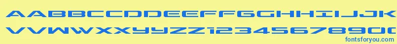 フォントoutriderexpand – 青い文字が黄色の背景にあります。