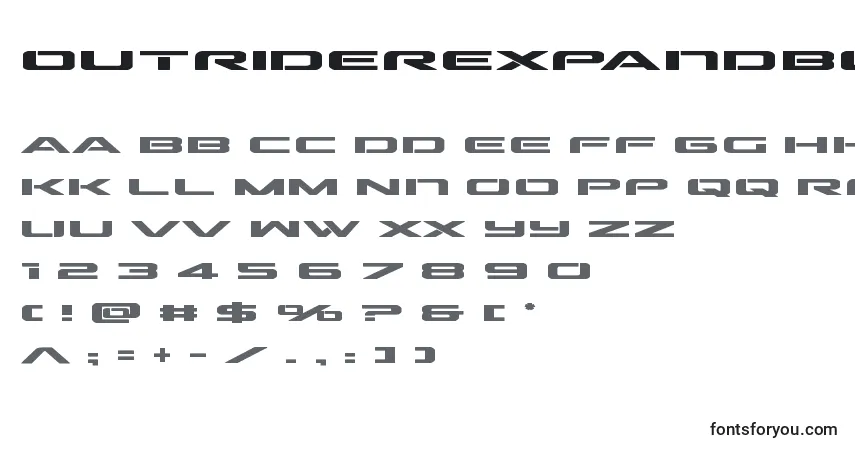 Czcionka Outriderexpandbold – alfabet, cyfry, specjalne znaki