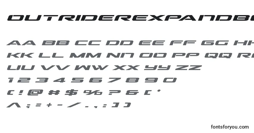 Outriderexpandboldital-fontti – aakkoset, numerot, erikoismerkit