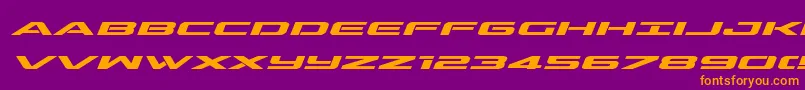 Czcionka outriderexpandboldital – pomarańczowe czcionki na fioletowym tle