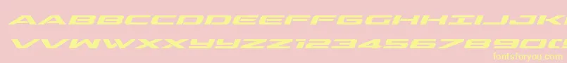 outriderexpandboldital-Schriftart – Gelbe Schriften auf rosa Hintergrund