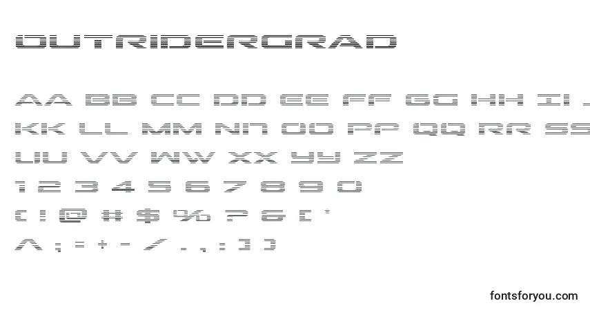 A fonte Outridergrad – alfabeto, números, caracteres especiais