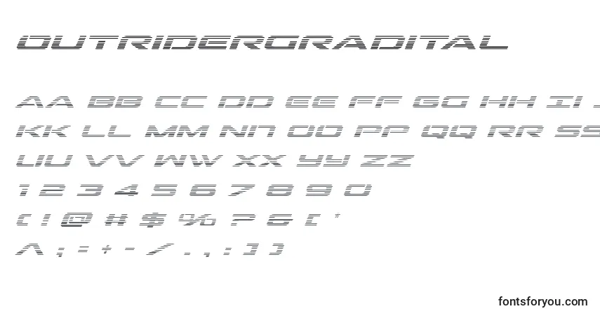 A fonte Outridergradital – alfabeto, números, caracteres especiais