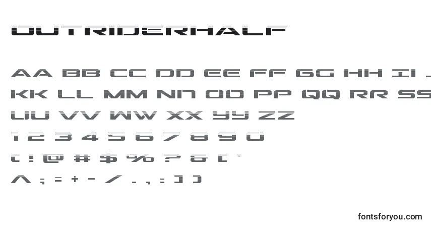 Outriderhalf-fontti – aakkoset, numerot, erikoismerkit