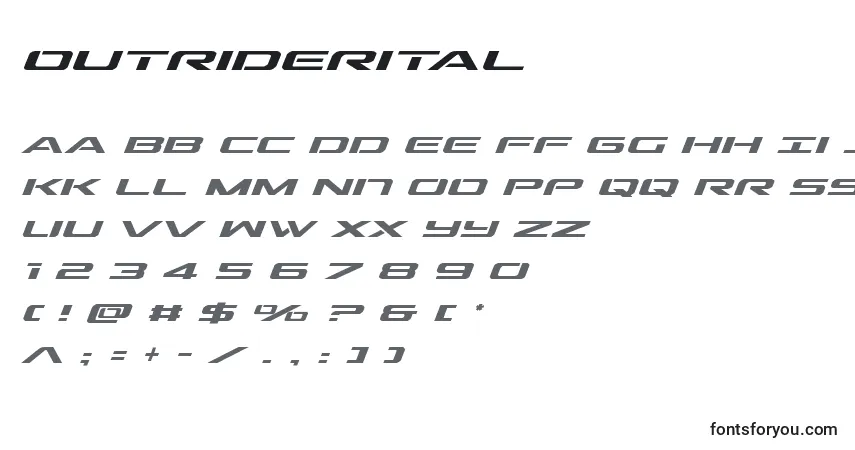 Шрифт Outriderital (136328) – алфавит, цифры, специальные символы