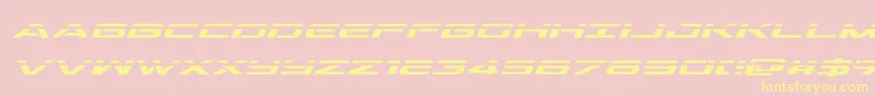 outriderlaserital-Schriftart – Gelbe Schriften auf rosa Hintergrund