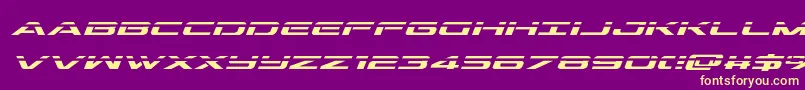 Weitere Informationen zur outriderlaserital-Schriftart outriderlaserital-Schriftart – Gelbe Schriften auf violettem Hintergrund