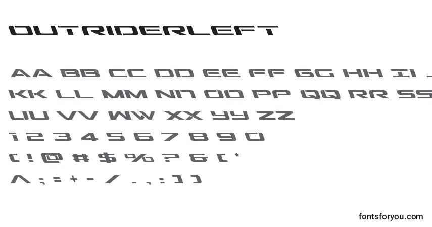 A fonte Outriderleft – alfabeto, números, caracteres especiais
