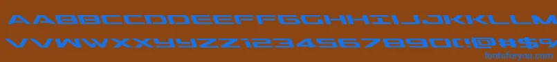 フォントoutriderleft – 茶色の背景に青い文字