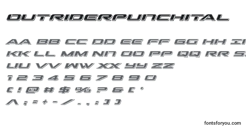 Шрифт Outriderpunchital – алфавит, цифры, специальные символы
