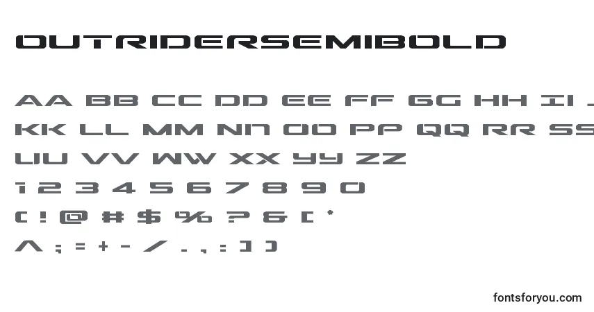 A fonte Outridersemibold – alfabeto, números, caracteres especiais
