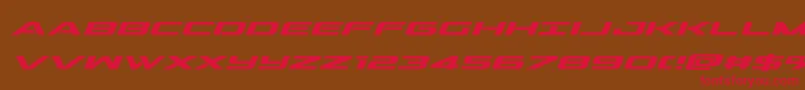 フォントoutridersemiboldital – 赤い文字が茶色の背景にあります。