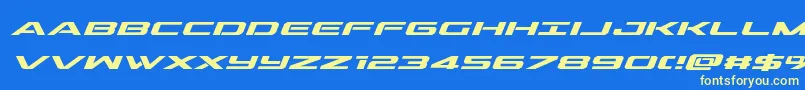 outridersemiboldital Font – Yellow Fonts on Blue Background