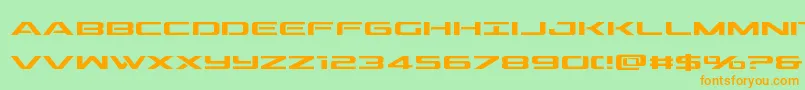 フォントoutridersemicond – オレンジの文字が緑の背景にあります。