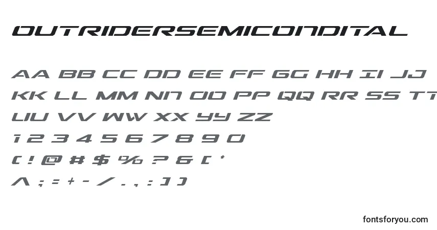 Шрифт Outridersemicondital (136339) – алфавит, цифры, специальные символы