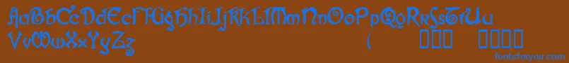 フォントGjallarhorn – 茶色の背景に青い文字
