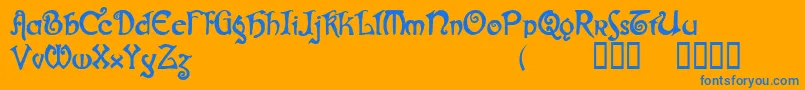 Gjallarhorn Font – Blue Fonts on Orange Background