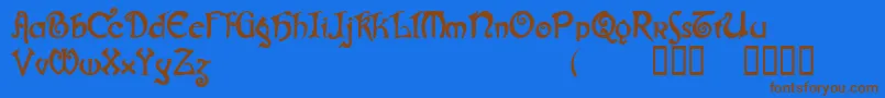 フォントGjallarhorn – 茶色の文字が青い背景にあります。
