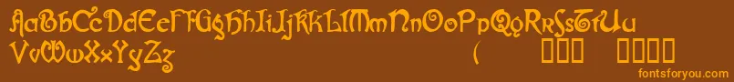 フォントGjallarhorn – オレンジ色の文字が茶色の背景にあります。