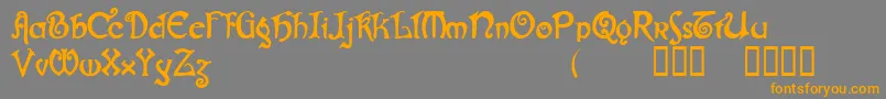 フォントGjallarhorn – オレンジの文字は灰色の背景にあります。