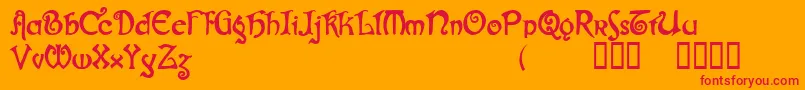 Gjallarhorn-Schriftart – Rote Schriften auf orangefarbenem Hintergrund