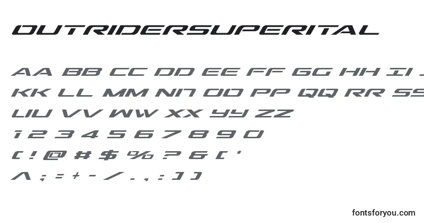 Schriftart Outridersuperital – Alphabet, Zahlen, spezielle Symbole