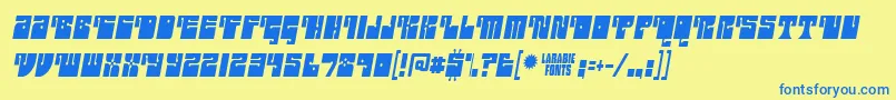 フォントoutright – 青い文字が黄色の背景にあります。