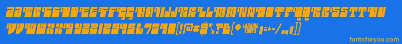 フォントoutright – オレンジ色の文字が青い背景にあります。