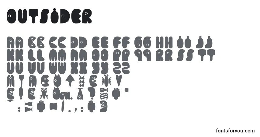 Schriftart Outsider (136344) – Alphabet, Zahlen, spezielle Symbole
