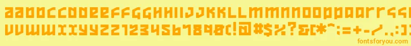 ov  -Schriftart – Orangefarbene Schriften auf gelbem Hintergrund